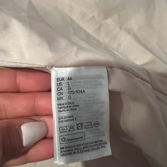 H&M FAUX FUR TRIM LONG COAT TIE WAIST SIZE L LARGE - Picture 5 of 5